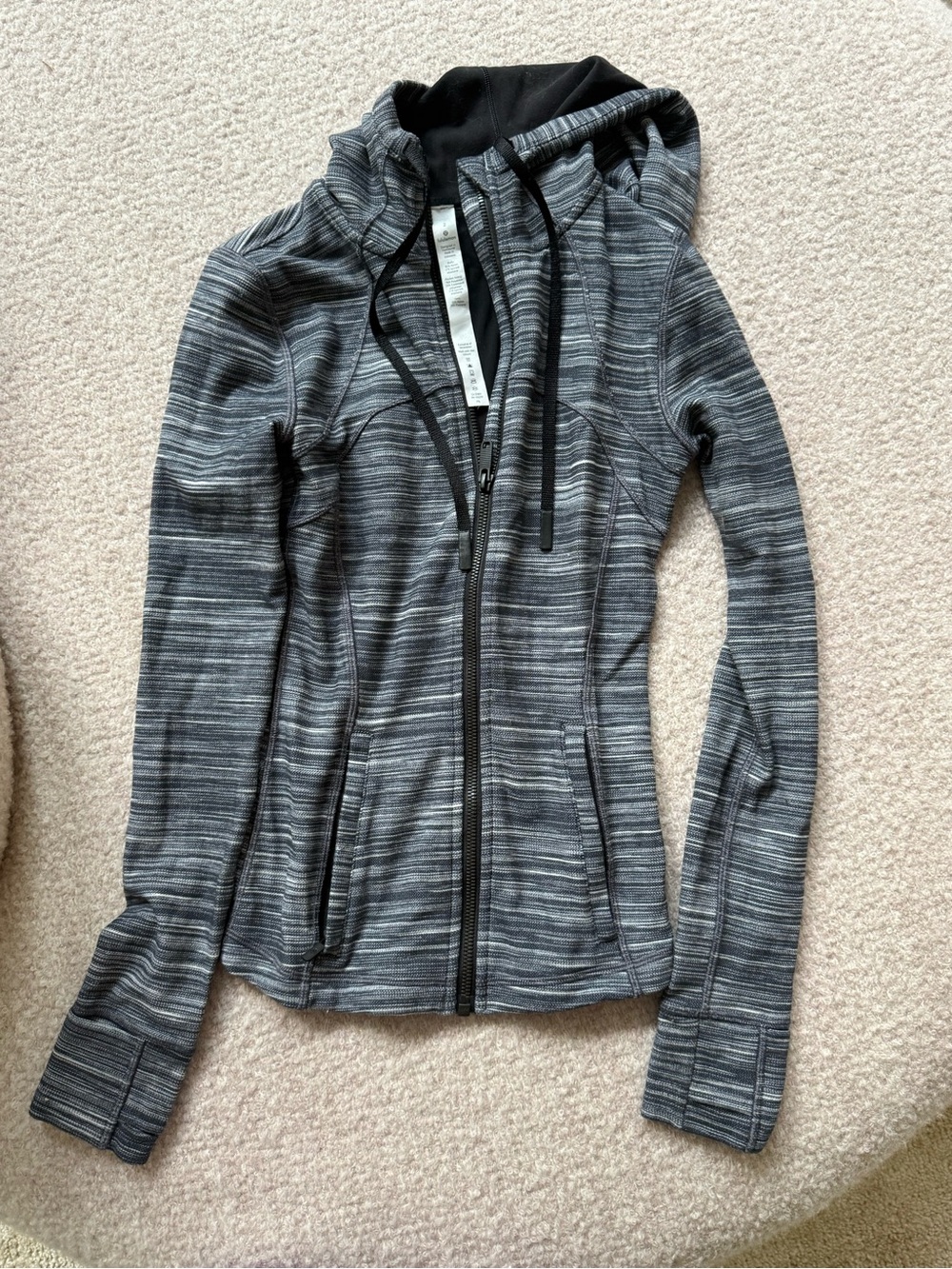 lululemon athletica Black and Gray Striped Zip Hoodie